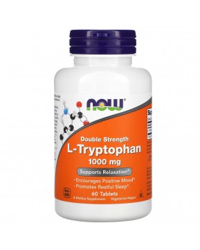NOW Foods, L-триптофан, двойной концентрации, 1000 мг, 60 таблеток NOW Foods, L-триптофан, двойной концентрации, 1000 мг, 60 таблеток